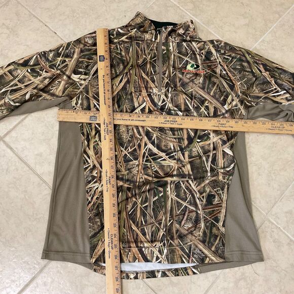 Mossy Oak Blades 1/4 Zip Shirt Men's L Tan Camo Performance Pullover - Picture 6 of 12